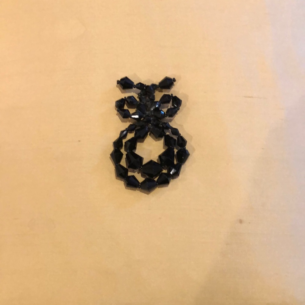 Large Vintage black Jet brooch with secure clasp